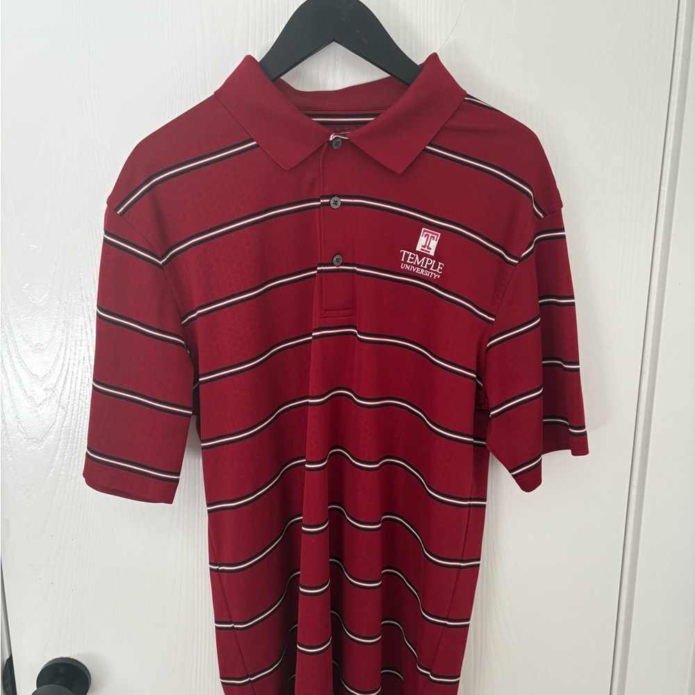 Temple University Red Striped Polo Shirt